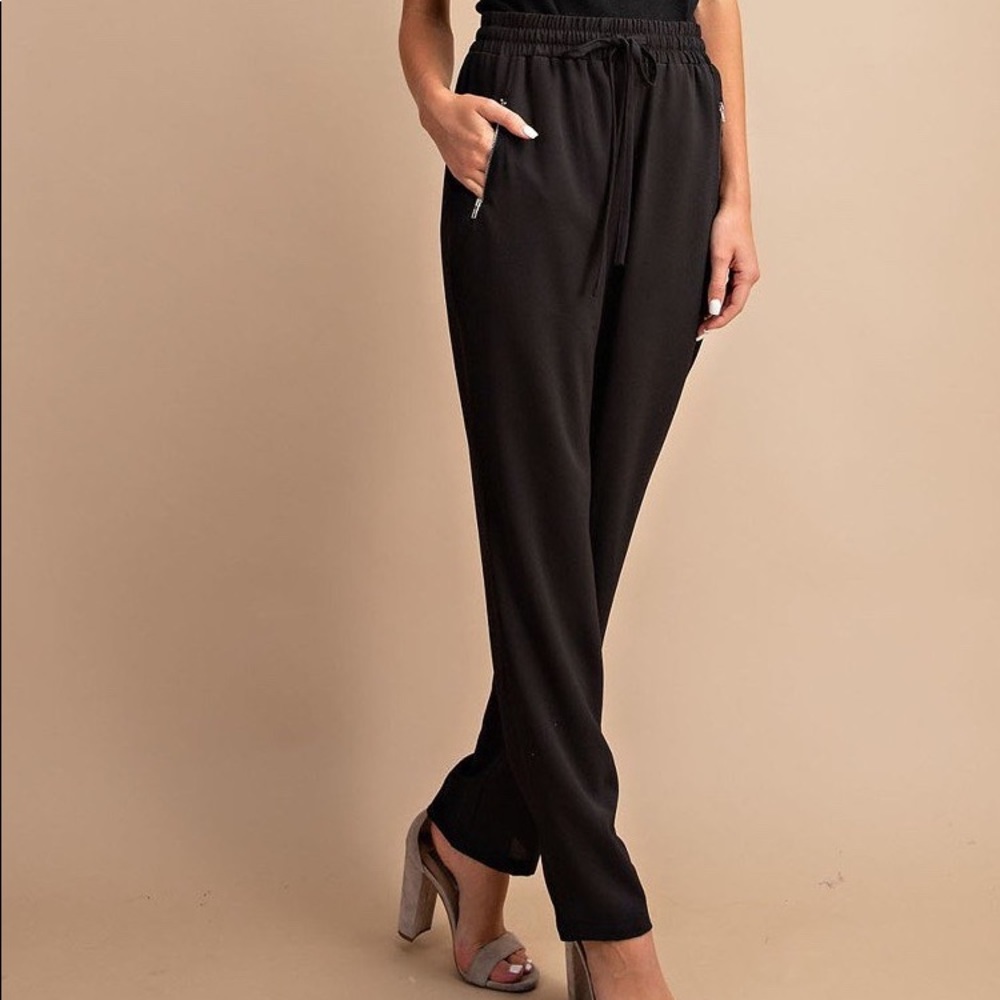 BLACK PANTS w/ ZIPPER SIDE POCKETS~ HIGH QUALITY - Picture 5 of 7